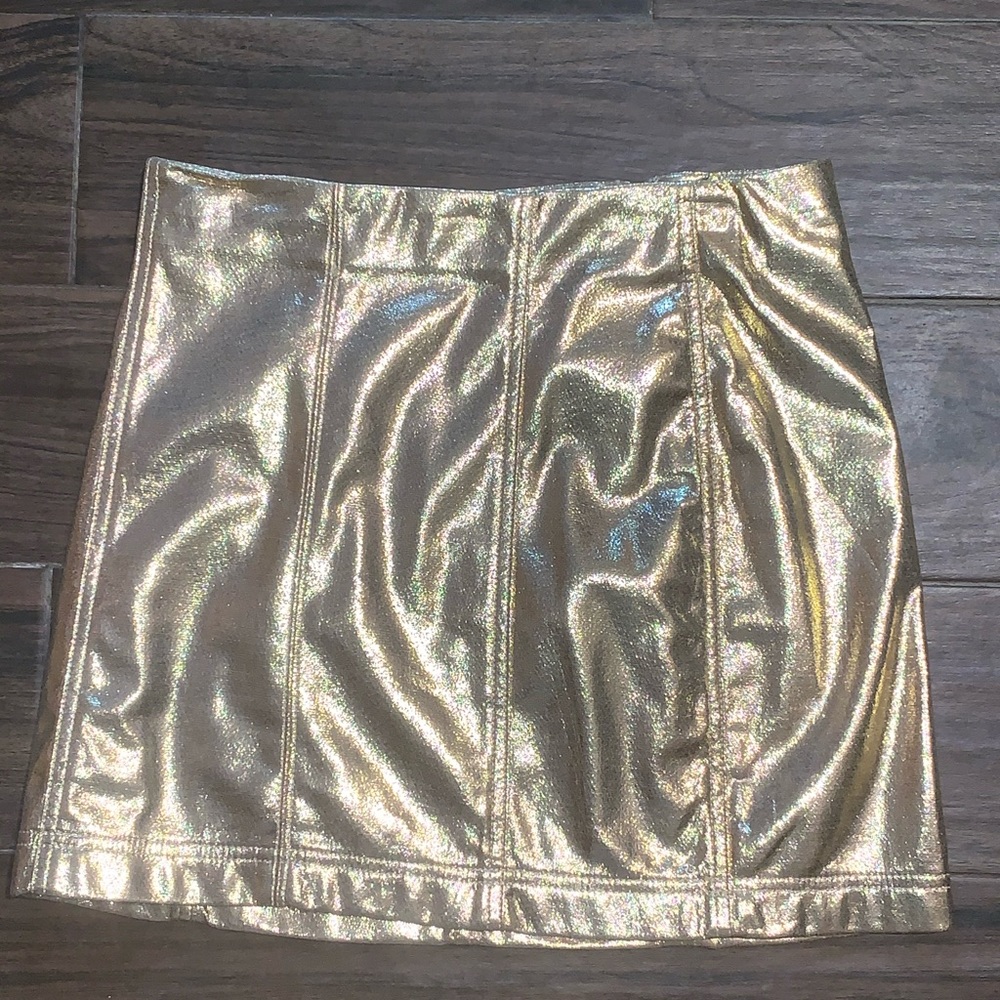 gold mini skirt